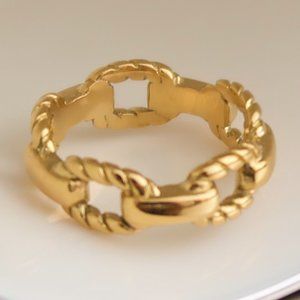 NEW 18K Gold Plated Braided Link Chain Ring